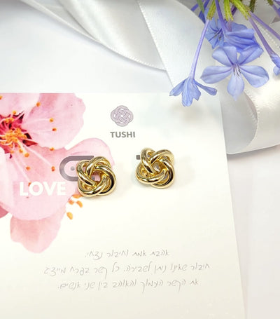עגילי זהב קשר האהבה Awaji Knot L