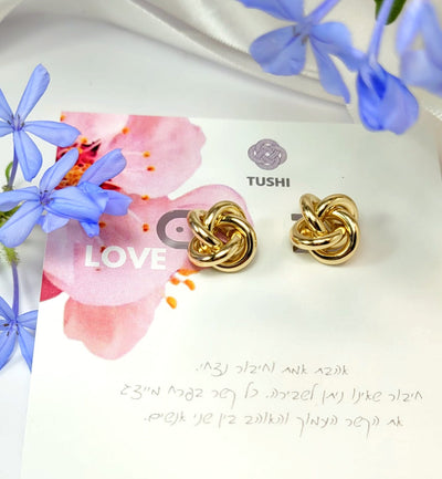 עגילי זהב קשר האהבה Awaji Knot S